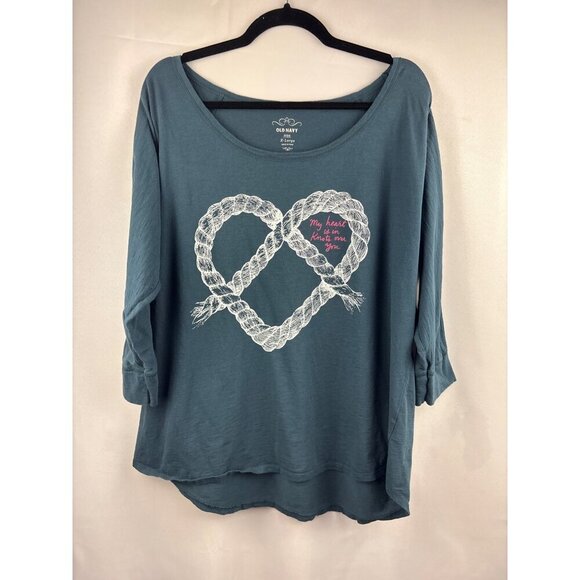 Old Navy Womens X-Large Heart Knot Graphic Long Sleeve Tee - Picture 1 of 5